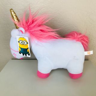 Toy Factory Despicable Me Fluffy Unicorn Plush White And Pink 12 "