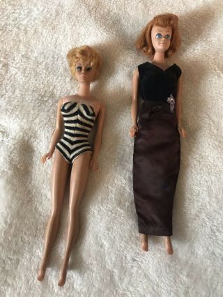1961 1st Year Bubble Cut Barbie 850 Vintage Japan Straight Leg,  And 2nd Unk