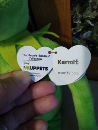 Disney Muppets 16 " Ty Beanie 2013 Kermit The Frog Plush Stuffed Toy Doll Figure