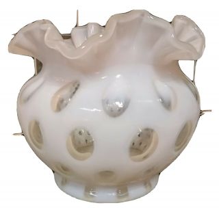 Fenton Opalescent Coin Dot Fluted Rim Rose Bowl Vintage Glassware Home Decor