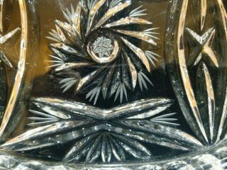 Vintage Hand Cut Crystal Tray Whirling Star Fan Pattern.  Over 9 