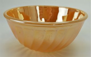 Vintage Fire King Oven Ware Peach Luster Swirl Round Bowl 8 "