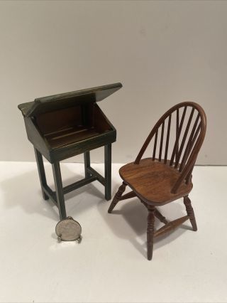 Vintage Artisan Cj Fine Desk & Creekside Chair Dollhouse Miniature 1:12