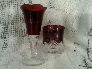 Eapg Ruby Red Souvenir Vase Anna Mug /cup Jessie Niagara Falls 1905
