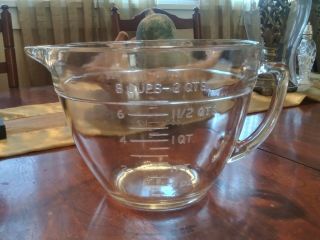 Vtg Anchor Hocking 8 Cup 2 Quart Usa 10,  Measuring Cup 88 Cooking Use Only