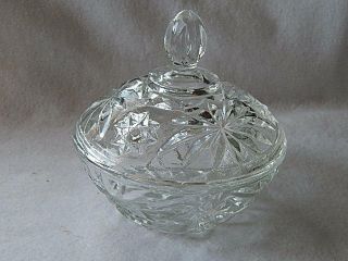 Vintage Pressed Glass Round Candy Dish With Lid