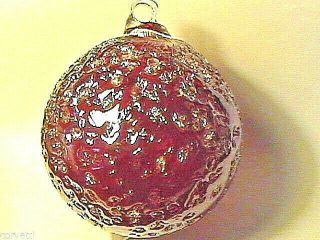 Hanging Glass Ball 4 " Diameter Ruby Red Crackle (1) Hb6 - 1
