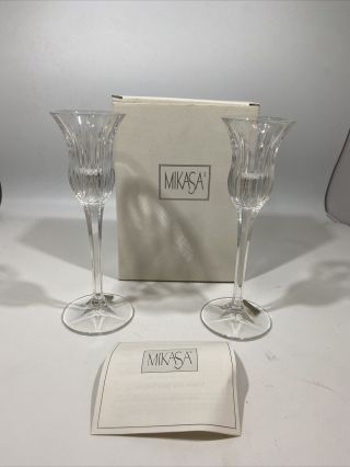 Mikasa Icicles Crystal Candlestick Holders 8 " Pair Made In Germany Candle Holder