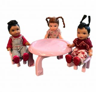 Barbie Happy Family Birthday Party,  All 3 Toddler Dolls,  Table,  2 Chairs,  Mattel