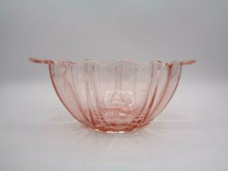 Vintage Anchor Hocking Oyster & Pearl Pink Depression Glass Handled Bon Bon Bowl