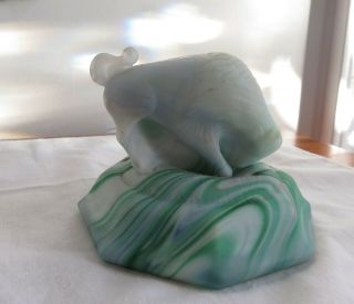 Vintage Joe St Clair Green Slag Glass Buffalo Figurine