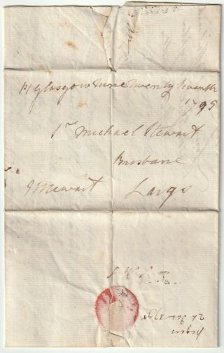 1795 Port Glasgow Pmk Chatty Letter M Maxwell Franked Sir Michael Stewart