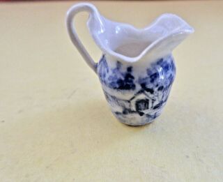 1:12 Vintage Igma Artisan Jean Tag Blue & White Porcelain Sculpted Farm Pitcher