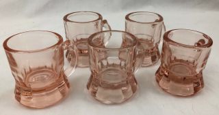 Vintage Set Of 5 Federal Pink Depression Glass Mini Beer Mugs Shot Shooters