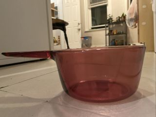 Visions 1.  5 L Sauce Pan Corning Ware Cranberry Glass Cooking Pot With No Lid Red