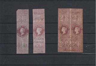 Great Britain Qv Revenues Imperf And Perf,  Bluish Papers A Dozen Example (k143)