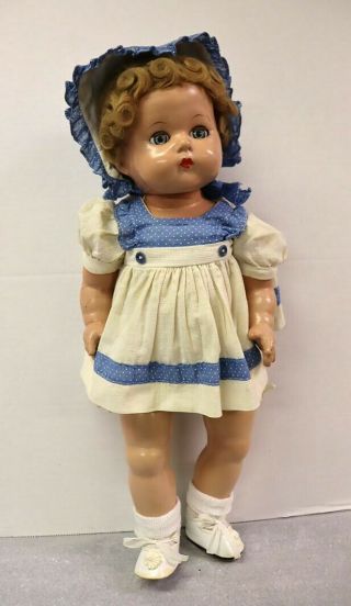 Vtg Antique 1930s 40s Composition 20 " Doll Sleep Eyes Toddler Baby