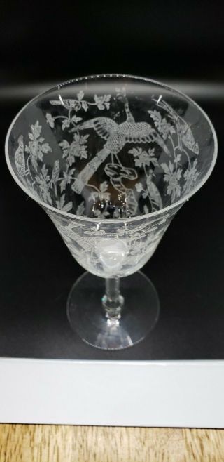 Fostoria Glass - Oriental Etch - 4 1/2 Ounce Crystal Goblet - Wine Glass