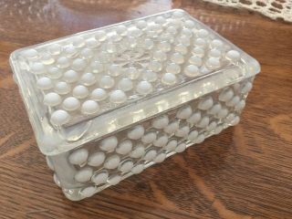Anchor Hocking Moonstone Opalescent 4 3/4 " Trinket Box W/cover
