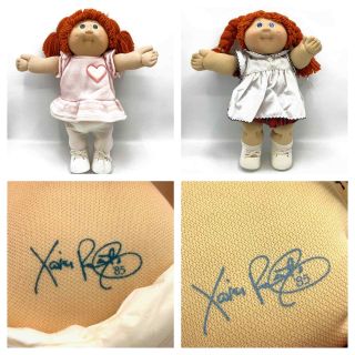 Vintage 1985 Xavier Roberts Cabbage Patch Kids Twins Twin Dolls Red Hair Rare
