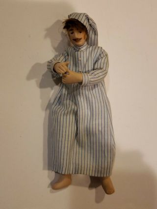 Vintage Miniature Dollhouse Artisan Victorian Man In Migh Clothing Doll 1:12