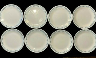 Set Of 4 Vintage Corelle Snowflake Blue Garland 10 " 1/2 " Dinner Plates