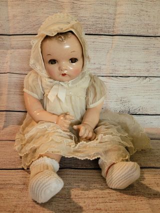 Vintage Ideal 21” Composition And Cloth Body Baby Doll,