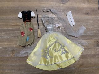 Vintage Barbie Fashion Cinderella Outfit 872,  1964 Yellow Gown Rag Dress Vgc