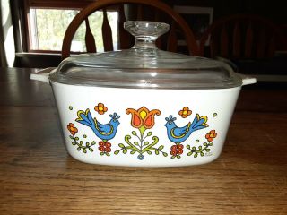 Vintage 1975 Corning Ware Country Festival Casserole 1.  5 Qt.  & Lid.  A 1 1/2 B