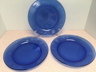 Princess House Heritage Colbalt Blue 8 Inch Plates - Set Of 3
