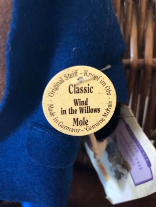 1998 Steiff Wind In The Willows Mole Limited Edition Mole.  No Box.  Tags