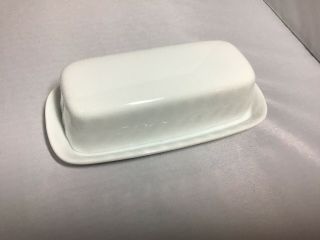 Vintage Corning Ware White Glass Butter Dish With Cover Made In Usa,  Vguc