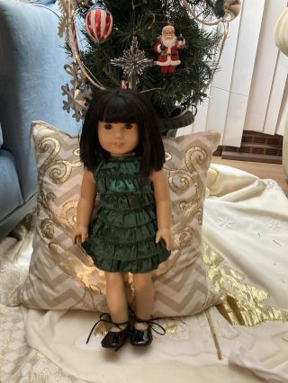 American Girl Doll Ivy Ling With Chrsitmas Dress