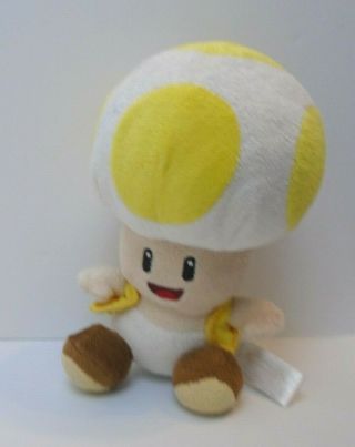 2010 Nintendo Mario Bros Wii Yellow Toad Mushroom Plush Stuff Doll 6”
