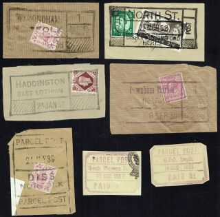 1888 - 1972 Parcel Post Cancellations On Piece (7)