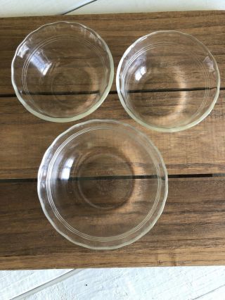 3 OLD Vtg 1950s Pyrex Clear Custard Cup Scallop 3 - Ring Trademark AA GG 464 463 3