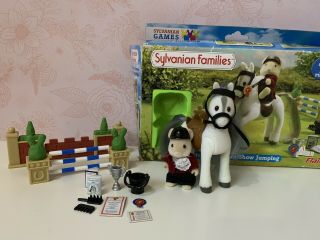 Rare Sylvanian Families Calico Critters Show Jumping Set Horse Pony