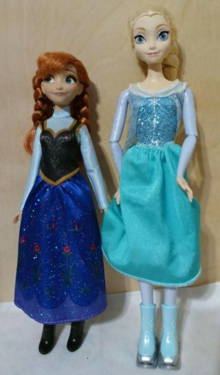 2 Hasbro Disney Frozen Elsa & Anna Dolls - 2013 And 2016 1 & 1