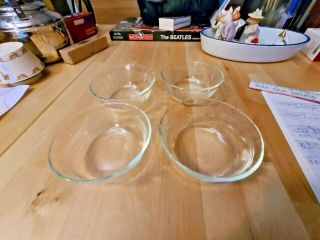 Set Of 4 Vintage Corning Pyrex Clear Glass Custard Bowl Cups 463 Usa 175ml