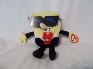 8 " 2004 Spongebob Tuxedopants Ty Beanie Baby Plush With Tags & Glasses Pre - Owned