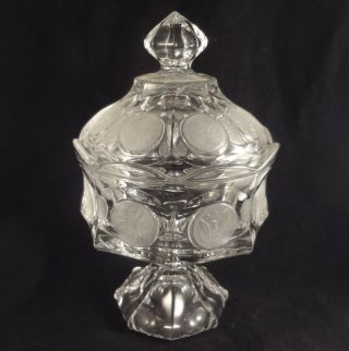 Fostoria Coin Glass Clear Wedding Bowl Comport & Lid 1372 Candy Dish Covered