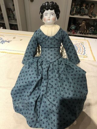21” Antique China Head Doll Replaced Body And Handmade Outfit