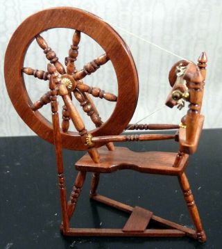 Vintage Artist Rodriguez Spinning Wheel 1:12 Dollhouse Miniature