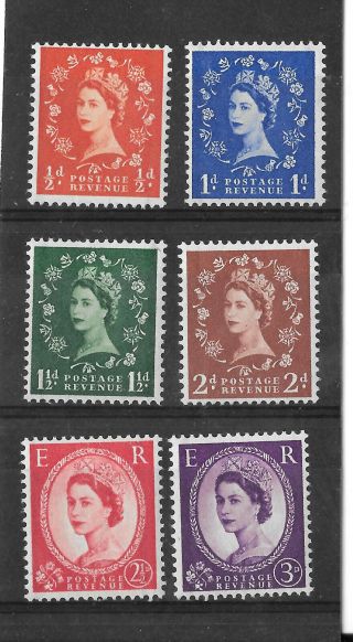 Set Of 6 Queen Elizabeth Ii Postage Revenue Stamps - Unmounted