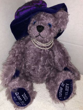 Hermann Spielwaren Mohair Germany Teddy Bear Mohair 2000 Queen Mum No 330 Purple