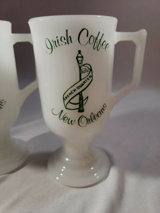 Vintage Set 2 Milk Glass Irish Coffee Cup Mugs Orleans French Quarter Recipe 2