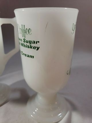 Vintage Set 2 Milk Glass Irish Coffee Cup Mugs Orleans French Quarter Recipe 3