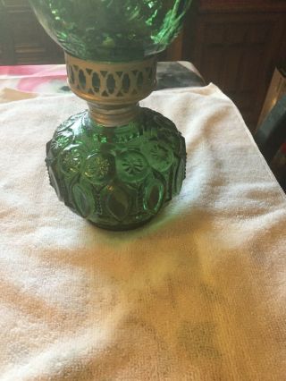 Green Moon & Star Glass Oil Kerosene Lamp 2