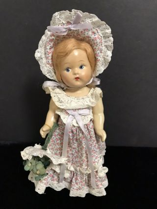 Vtg 1940s Vogue Early Toddles Ginny Composition Plantation Belle Doll