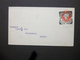 Gb Yorkshire Stationery 1894 Qv 1/2d Envelope Bradford Yorks 9gg Squared Circle